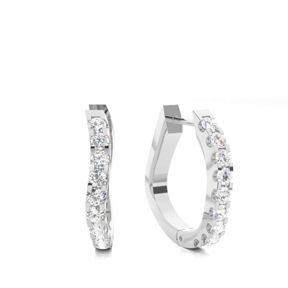 White Gold Round Diamond Hoop Earrings