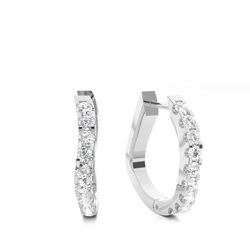 White Gold Round Diamond Hoop Earrings