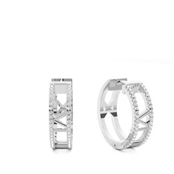 White Gold Round Diamond Hoop Earrings
