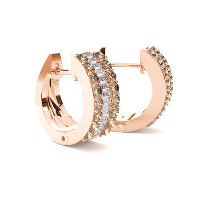 4 Prong-Einstellung Champagner-Diamant-Hoop-Ohrringe