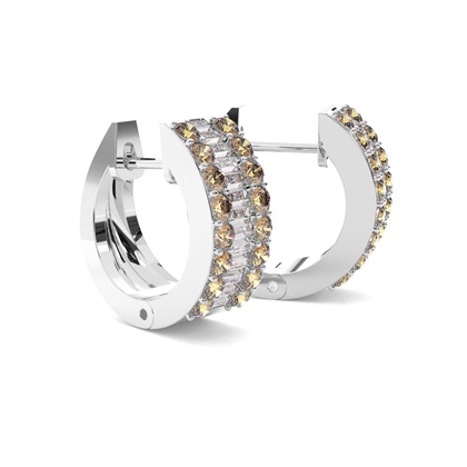 4 Prong-Einstellung Champagner-Diamant-Hoop-Ohrringe