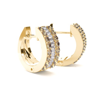 4 Prong-Einstellung Champagner-Diamant-Hoop-Ohrringe