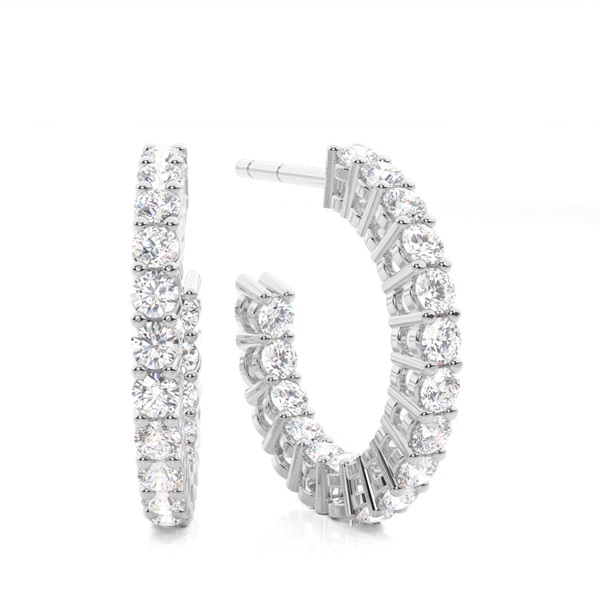 White Gold Round Diamond Designer Earrings