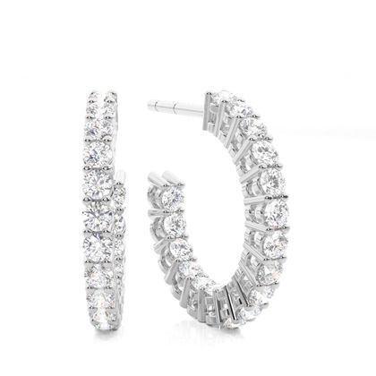 White Gold Round Diamond Designer Earrings