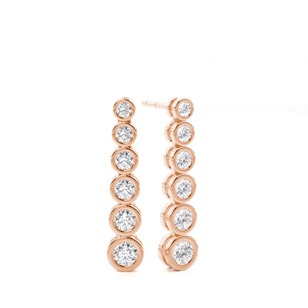 White Gold Round Diamond Journey Earrings