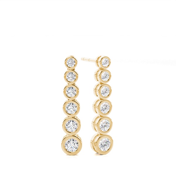 White Gold Round Diamond Journey Earrings