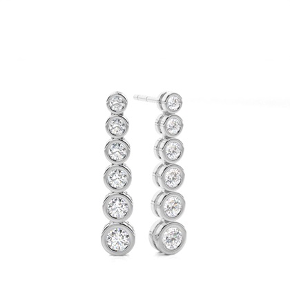 White Gold Round Diamond Journey Earrings