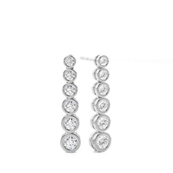 White Gold Round Diamond Journey Earrings