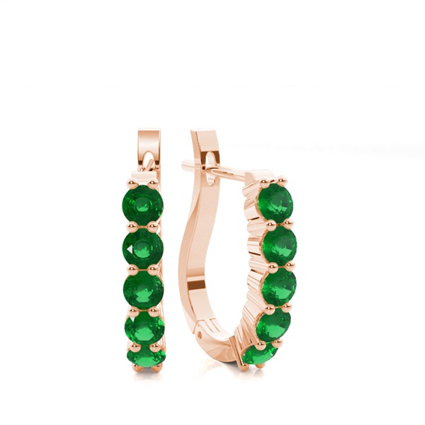 Round Emerald Hoop Earring