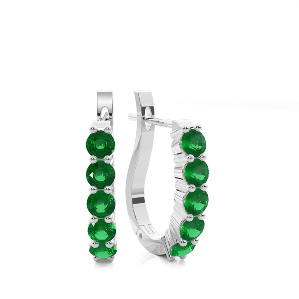 Round Emerald Hoop Earring
