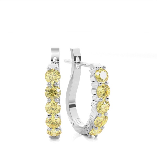 Prong Set Yellow Diamond Hoop Earring