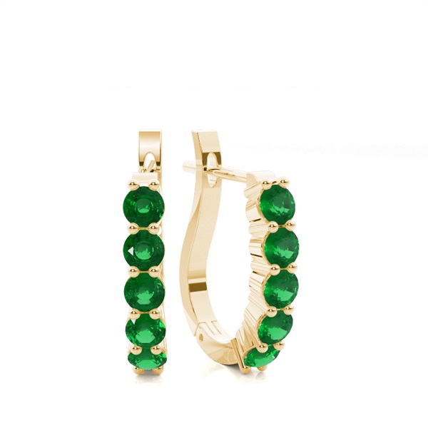 Round Emerald Hoop Earring
