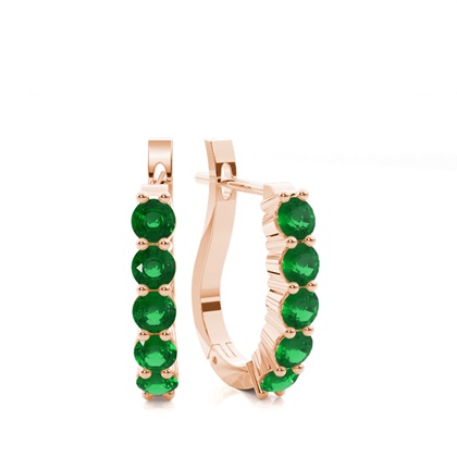 Rose Gold Emerald Diamond Earrings Diamond