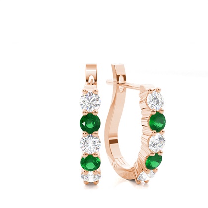 Rose Gold Emerald Diamond Earrings Diamond