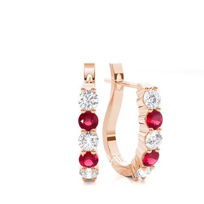 Rose Gold Ruby Earrings Diamond