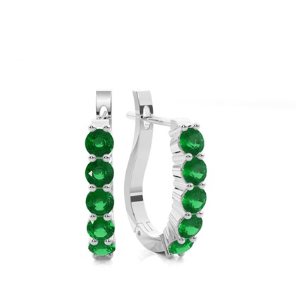 Round Emerald Hoop Earring