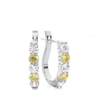 Prong Set Yellow Diamond Hoop Earring
