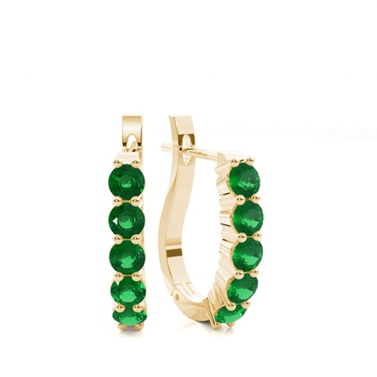 Yellow Gold Emerald Earrings Diamond