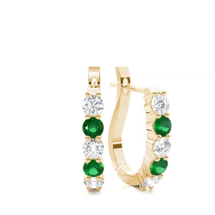 Yellow Gold Emerald Earrings Diamond
