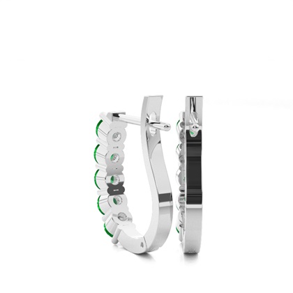 Round Emerald Hoop Earring