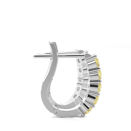 Prong Set Yellow Diamond Hoop Earring