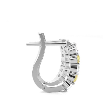 Prong Set Yellow Diamond Hoop Earring