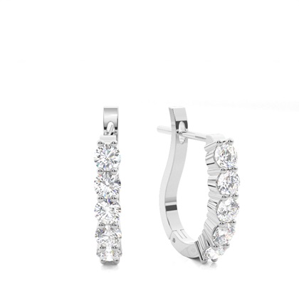 White Gold Round Diamond Hoop Earrings