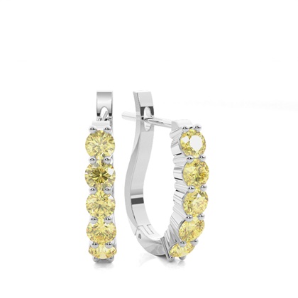 Prong Set Yellow Diamond Hoop Earring