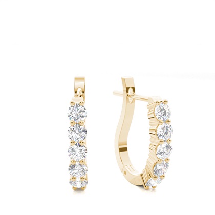 Yellow Gold Diamond Hoop Diamond Earrings