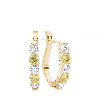 Yellow Gold Diamond Hoop Earrings