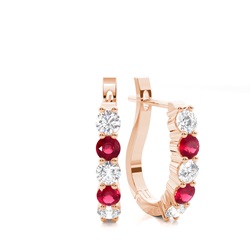 Round Ruby Diamond Hoop Earring