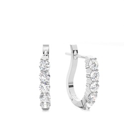 White Gold Round Diamond Hoop Earrings