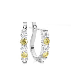 Prong Set Yellow Diamond Hoop Earring