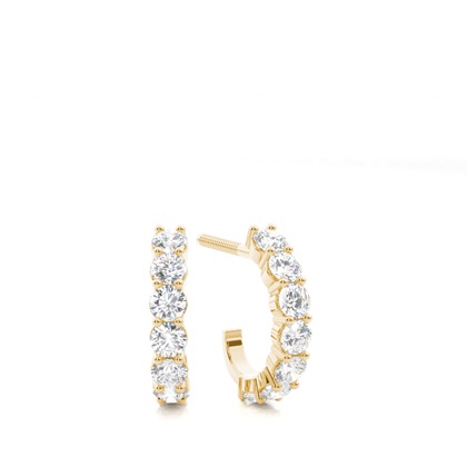Yellow Gold Diamond Hoop Diamond Earrings