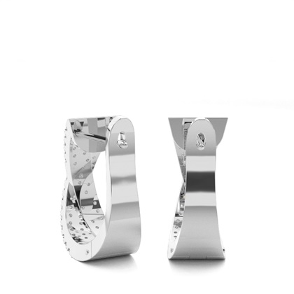 White Gold Round Diamond Hoop Earrings