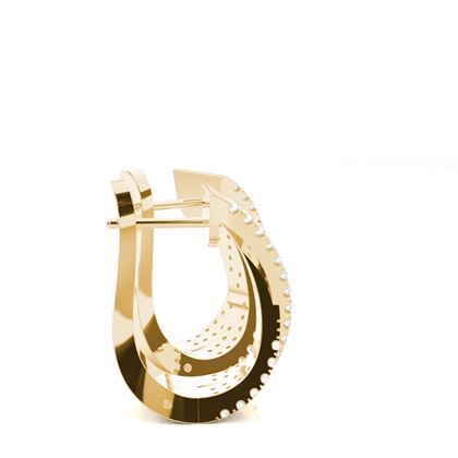 Yellow Gold Diamond Hoop Diamond Earrings