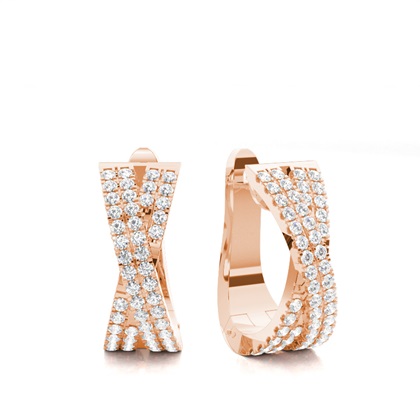 Rose Gold Diamond Hoop Diamond Earrings
