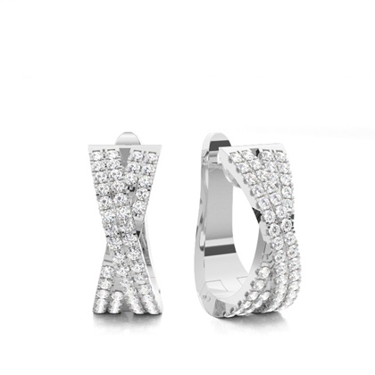 White Gold Round Diamond Hoop Earrings