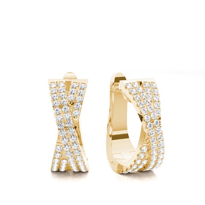 Yellow Gold Diamond Hoop Diamond Earrings