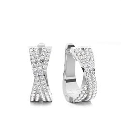 White Gold Round Diamond Hoop Earrings