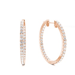 White Gold Round Diamond Hoop Earrings