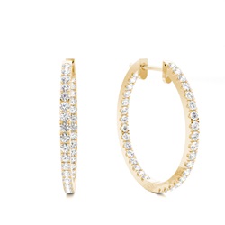 White Gold Round Diamond Hoop Earrings