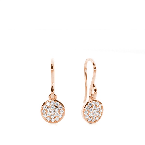 Pave Setting Round Diamond Cluster Earrings