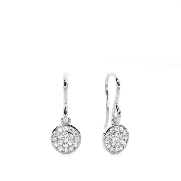 Pave Setting Round Diamond Cluster Earrings
