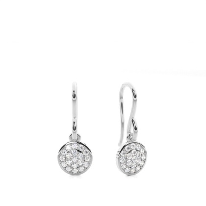 Pave Setting Round Diamond Cluster Earrings