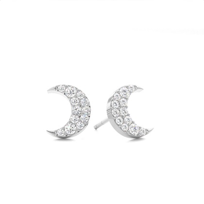 White Gold Round Diamond Cluster Earrings