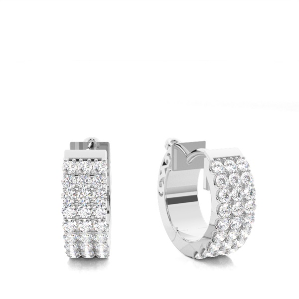 White Gold Round Diamond Hoop Earrings