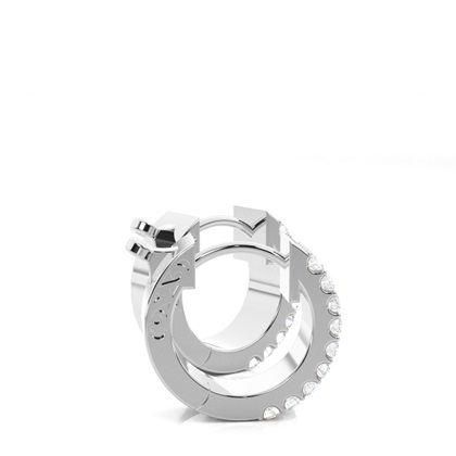 White Gold Round Diamond Hoop Earrings