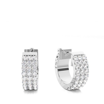 White Gold Round Diamond Hoop Earrings