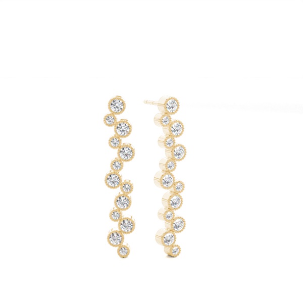 White Gold Round Diamond Journey Earrings